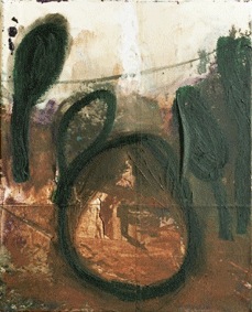 4 sans titre huile sur papier marouflé sur toile sur toile 41X 33 cm